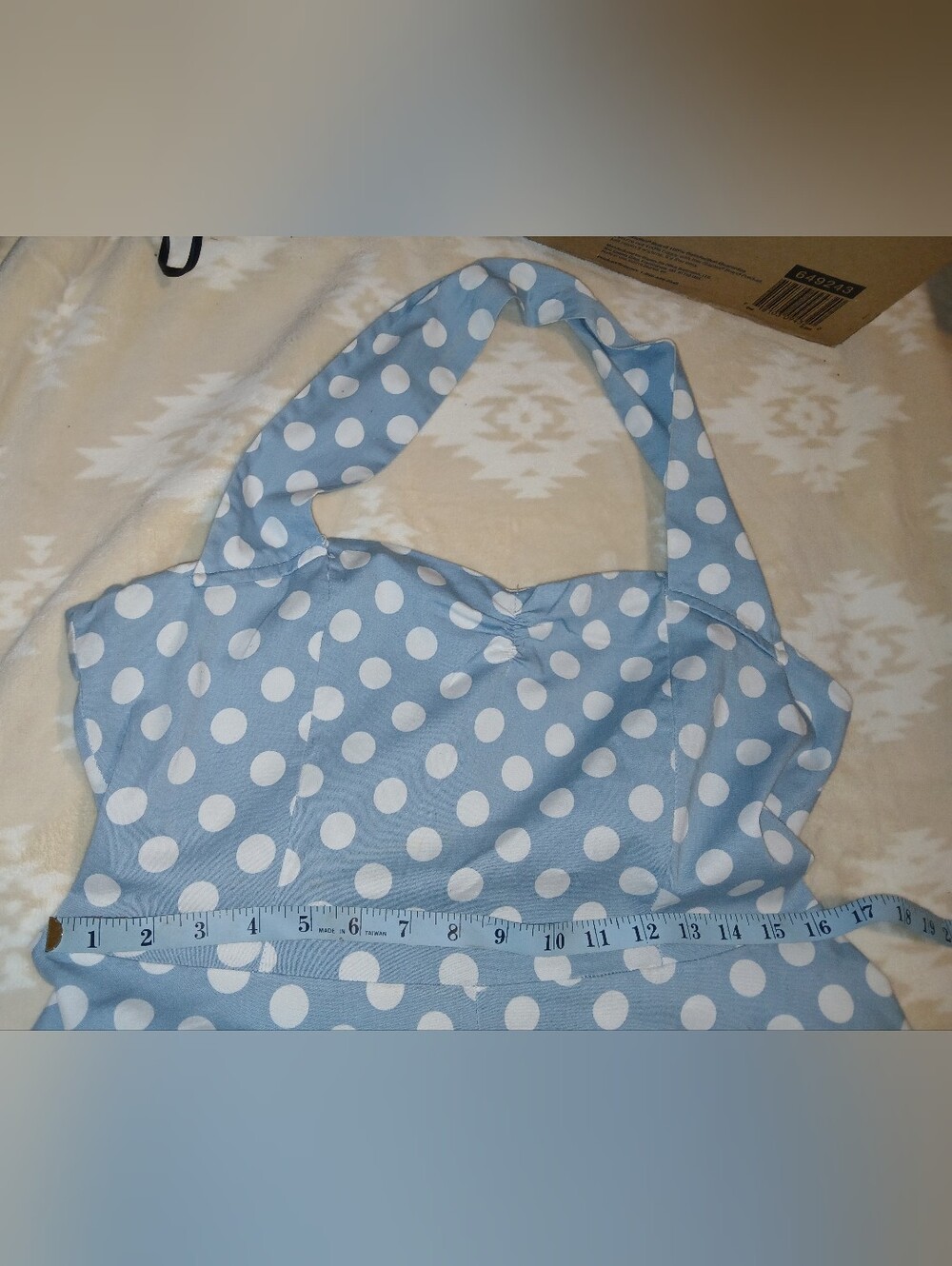 Woman's Size XXL Light Blue Polka Dot Halter Top Dress